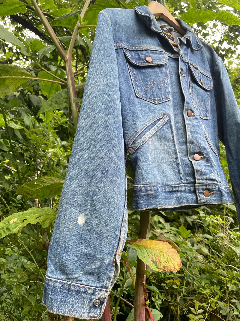 Vintage 1970s Wrangler Denim Trucker Jacket Size 36 Mens S Indigo Blue Cowboy US